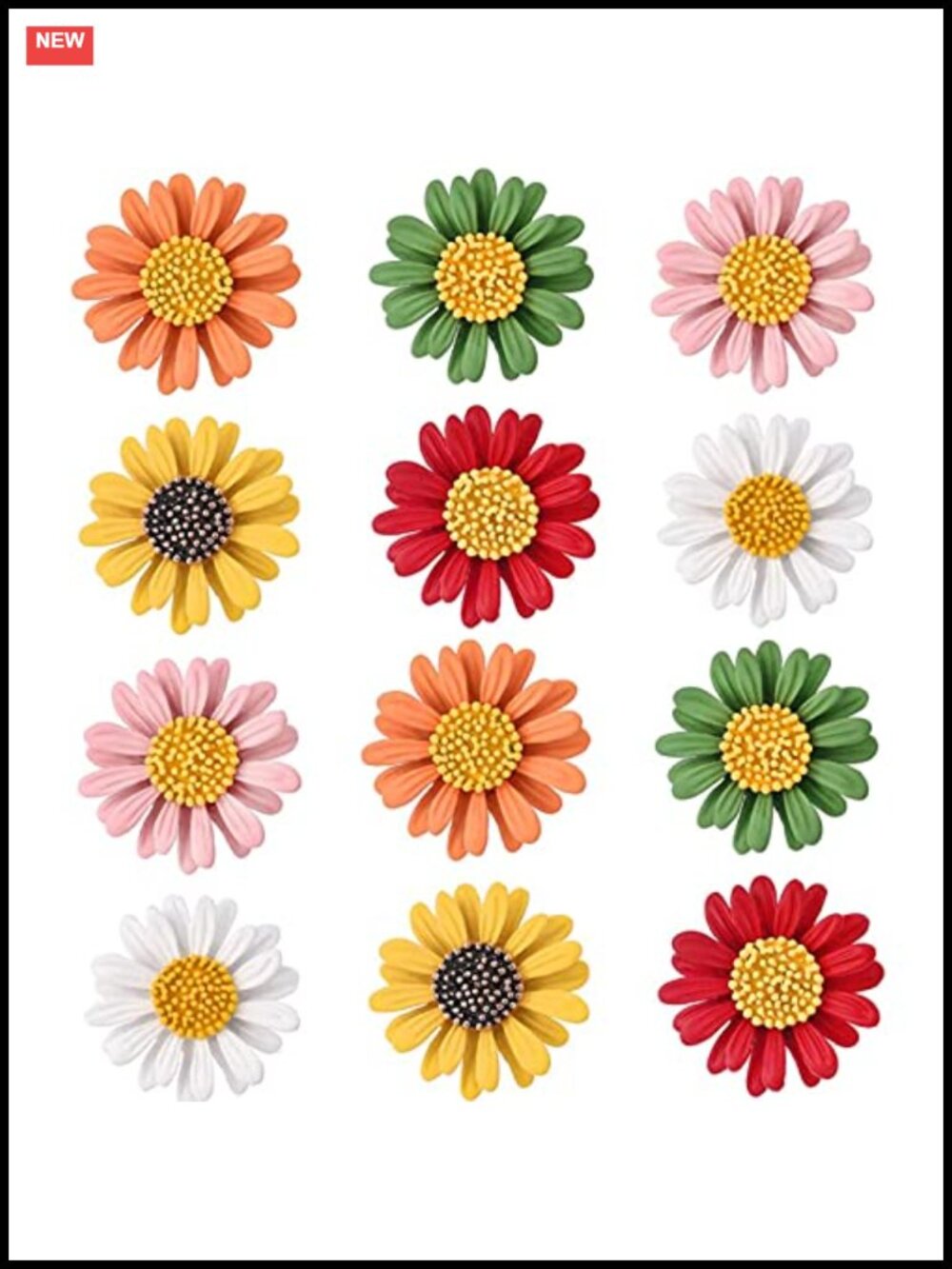 Daisy Flower Enamel Brooch Pin Set of 12 Alloy Lapel Pins for Women